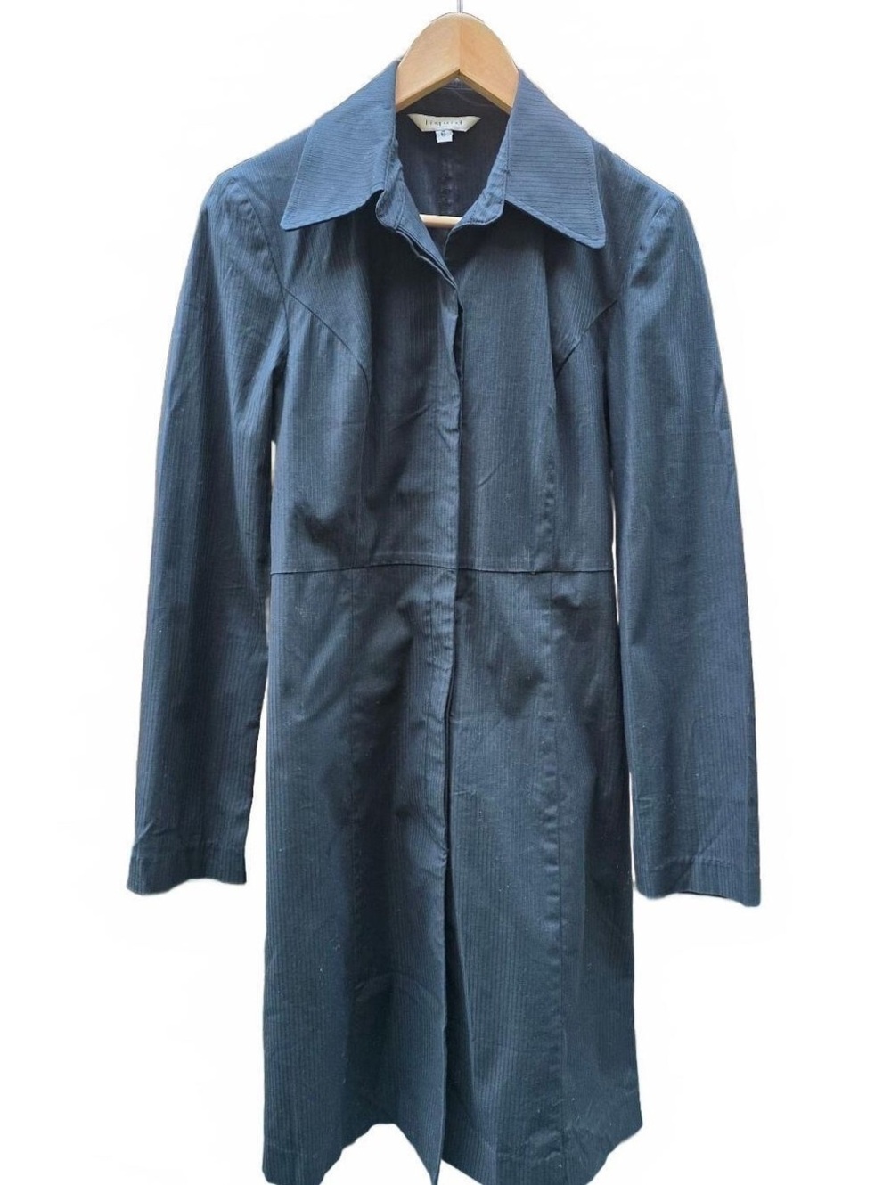 Liquid Women's Black Cotton Mid=Length CollaredButton Up Coat Size 6